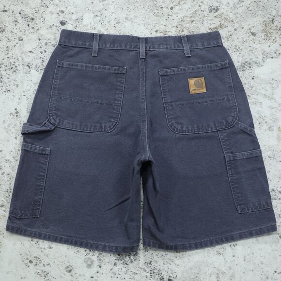 RARE Vintage Carhartt B25 PTB Petrol Blue - Grey Carpenter Shorts 31x8.15 - Picture 1 of 14